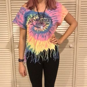 🌈Handmade Tie Dye Fringed Crop Top🌈